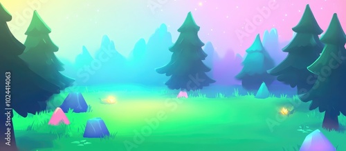 Blurred Background Of Pine Forest