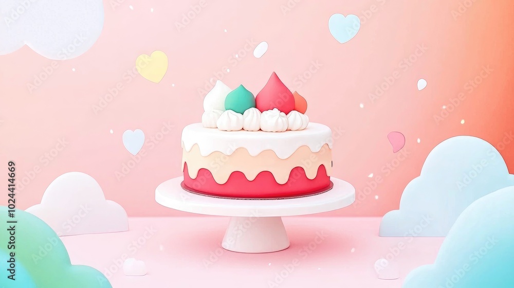 Cake on Colorful Gradient Background Cake on Colorful Gradient Background