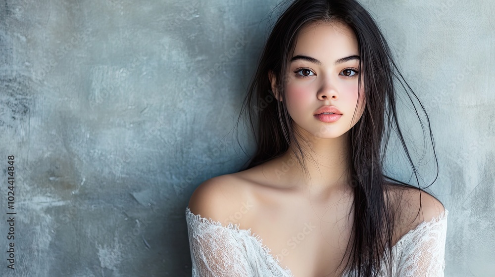Fototapeta premium Natural Beauty in Studio Setting with Soft Light