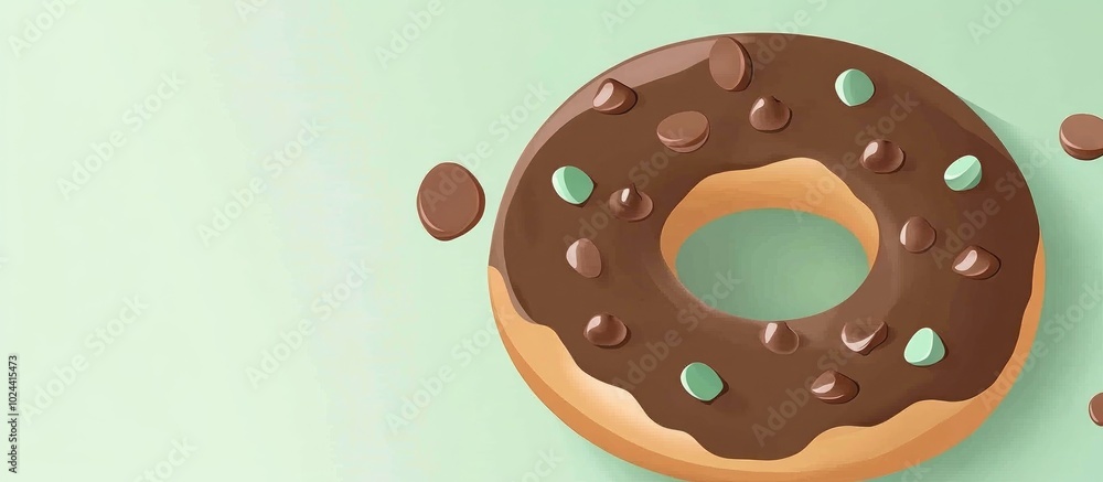 A Chocolate Glazed Donut With Chocolate Chips Isolated Close Up Of Delicious Donut A Chocolate Glazed Donut With Chocolate Chips Isolated Close Up Of Delicious Donut