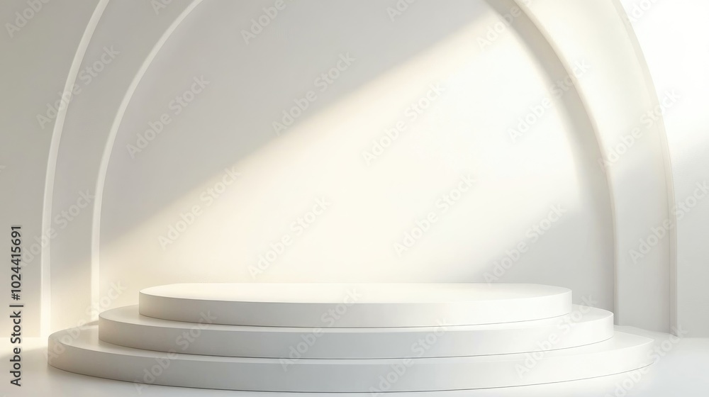Abstract white background with textured design creating an empty space for 3D podium product display Abstract white background with textured design creating an empty space for 3D podium product display
