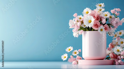 Pastel Floral Arrangement in Modern Podium Display