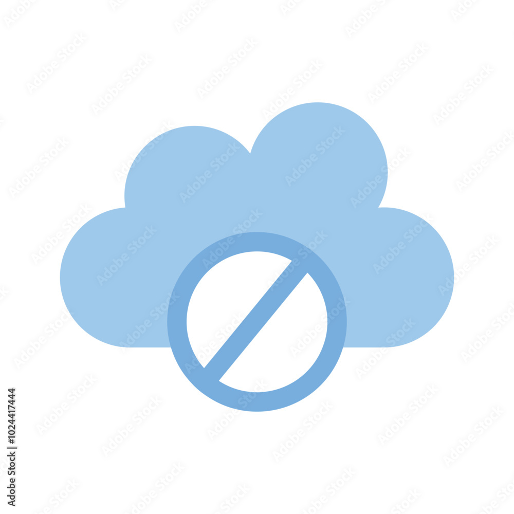 Forbidden sign on cloud, concept icon of block storage in modern style Forbidden sign on cloud, concept icon of block storage in modern style