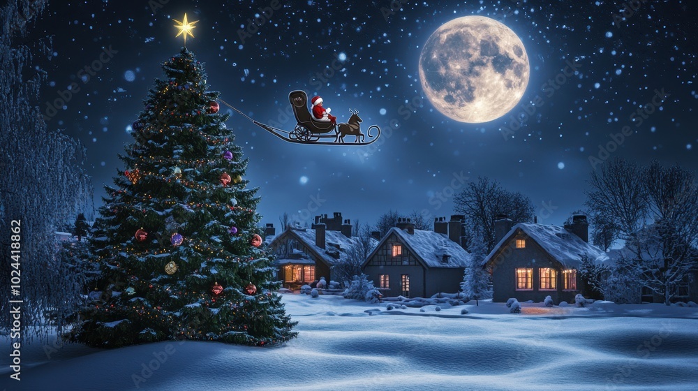 The Santa Sleigh with Moon The Santa Sleigh with Moon