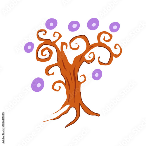 legendary fantasy magic tree cartoon. secret bewitched, ethereal arcane, enigma spellbound legendary fantasy magic tree sign. isolated symbol vector illustration