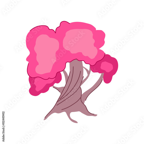 secret fantasy magic tree cartoon. bewitched ethereal, arcane enigma, spellbound mythical secret fantasy magic tree sign. isolated symbol vector illustration