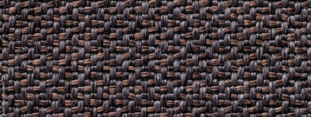 Texture dark brown and black background from woven textile material with wicker pattern, macro. Vintage umber fabric Texture dark brown and black background from woven textile material with wicker pattern, macro. Vintage umber fabric