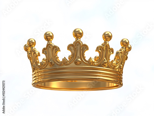 showcases a gold crown with a black interior, hanging against a white background. The crown is designed with a regal and majestic appearance. photo