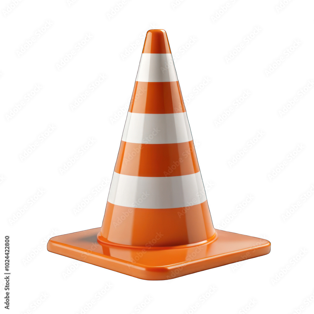 Orange and white traffic cone isolated on transparent background Orange and white traffic cone isolated on transparent background