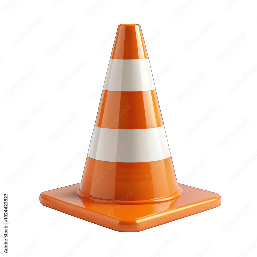 Orange and white traffic cone isolated on transparent background Orange and white traffic cone isolated on transparent background