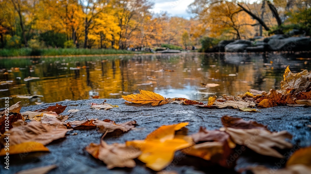 Obraz premium New York City. Central Park. Autumn. The beauty of the fall season in the park. Seasonal foliage and trees. The natural splendor of autumn. Nature in Central Park. Fall foliage throughout the park.