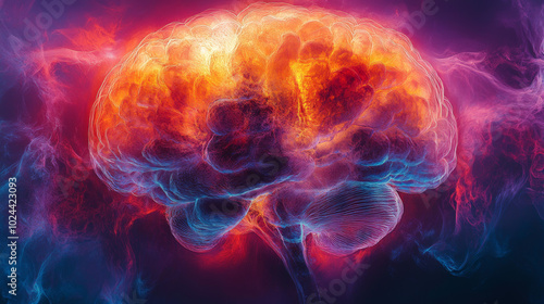 Colorful Abstract Digital Art of Human Brain Image