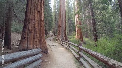 Sequoia National Park is home to towering giant sequoia trees that create an awe-inspiring atmosphere along the forest trails.