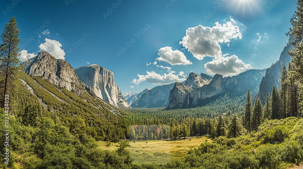Scenic view of Yosemite Valley from Tunnel View in Yosemite National Park, California, USA. Scenic view of Yosemite Valley from Tunnel View in Yosemite National Park, California, USA.