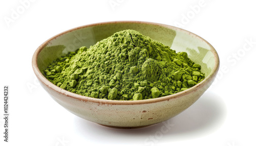 finely ground matcha green tea in a bowl