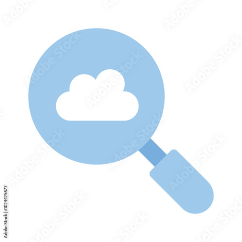 Cloud under magnifier, cloud search icon design, cloud finding vector