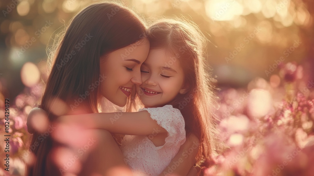 Mother-daughter bond through a hug. Mother-daughter bond through a hug.