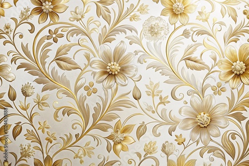 Low angle view of elegant metallic floral composition in white and gold