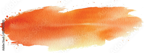 Orange paint artistic dry brush stroke. Watercolor acrylic hand painted backdrop for print, web design and banners. Realistic vector background texture