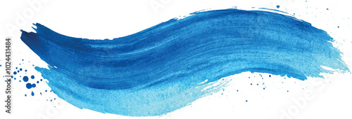 Blue paint artistic dry brush stroke. Watercolor acrylic hand painted backdrop for print, web design and banners. Realistic vector background texture
