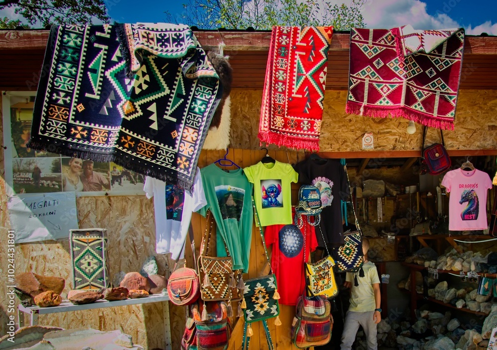 Naklejka premium Stall selling local stuff in Bosnia