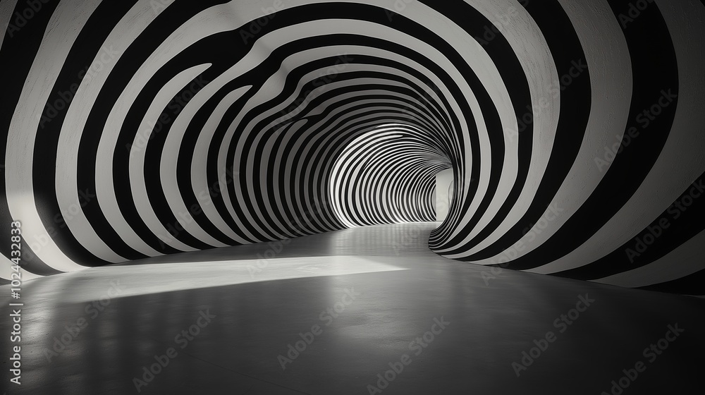 Fototapeta premium Abstract Black and White Tunnel
