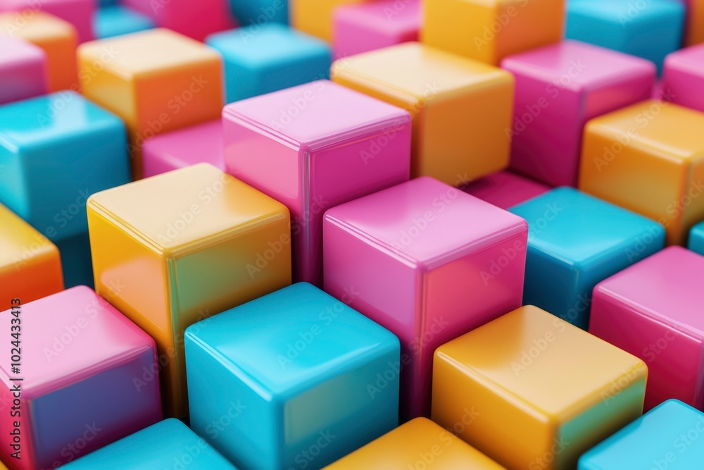 Abstract Composition of Shiny Colorful Cubes Abstract Composition of Shiny Colorful Cubes