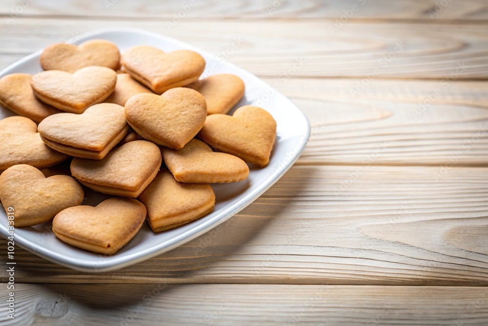 Low angle view of heart-shaped cookies on a plate Low angle view of heart-shaped cookies on a plate