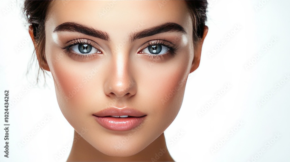Fototapeta premium Clean-skinned woman isolated on white.