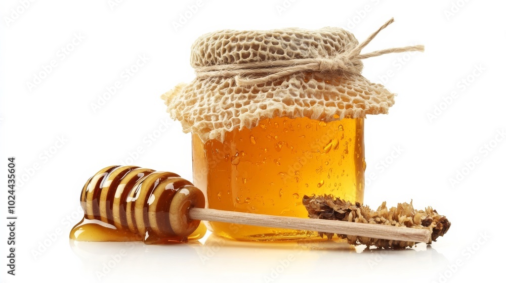 Honey jar, stick, white Honey jar, stick, white