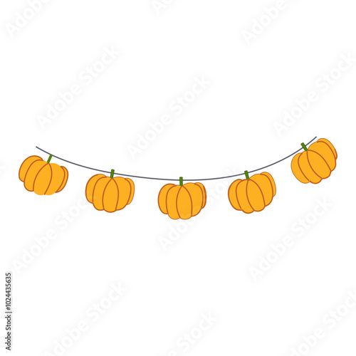 autumn halloween garland cartoon. eerie haunted, ghostly witchy, pumpkin skeleton autumn halloween garland sign. isolated symbol vector illustration