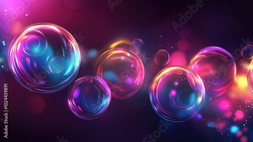 Colorful Bubbles on Dark Background