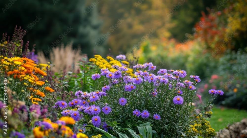 Obraz premium Aster blooms in autumn, adding color to the season.