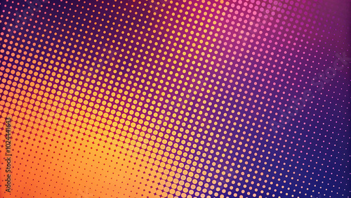 Dots halftone orange, purple color pattern gradient texture with technology digital background. Dots pop art style.