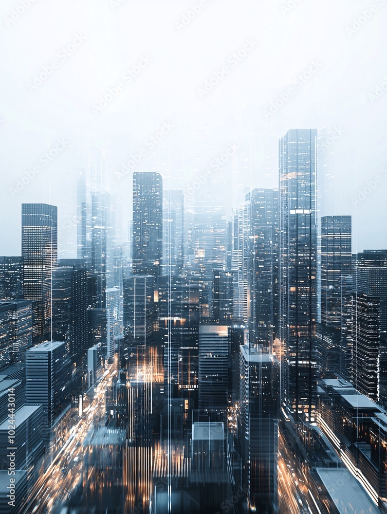 Obraz premium AI-driven cityscape, advanced technology, digital society, futuristic design