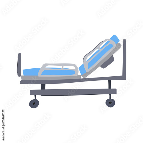mattress hospital bed cartoon. rails headboard, footboard wheels, height tilt mattress hospital bed sign. isolated symbol vector illustration