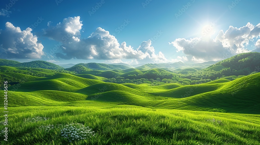 Obraz premium Alpine Meadow Summer Flowers Blooming Mountain View Anime Style