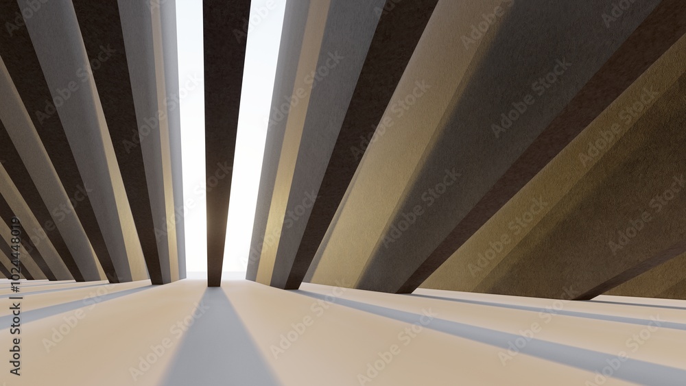 Obraz premium Architecture background geometric concrete wall in interior 3d render