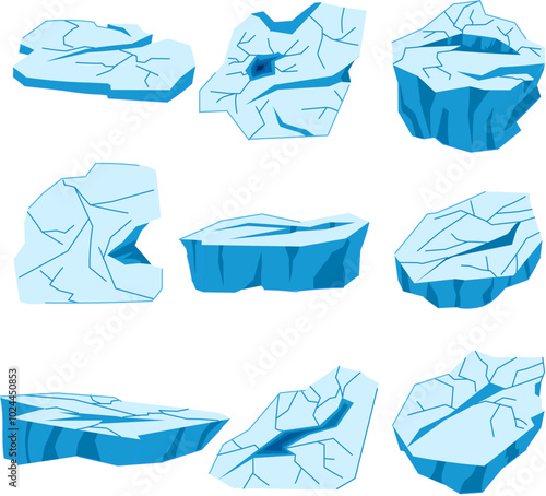 ice crack set cartoon. crevasse melt, freeze arctic, antarctic climate ice crack sign. isolated symbol vector illustration