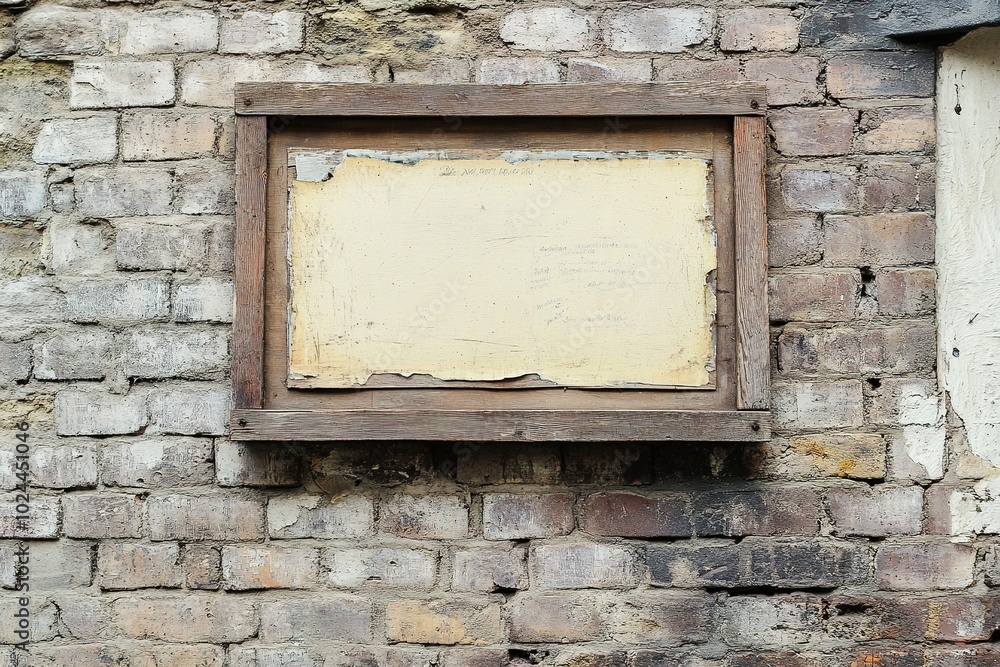 Blank antique sign on a brick wall Blank antique sign on a brick wall