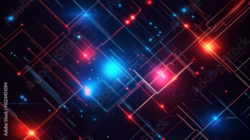 Abstract glowing lines and dots on a dark background  resembling