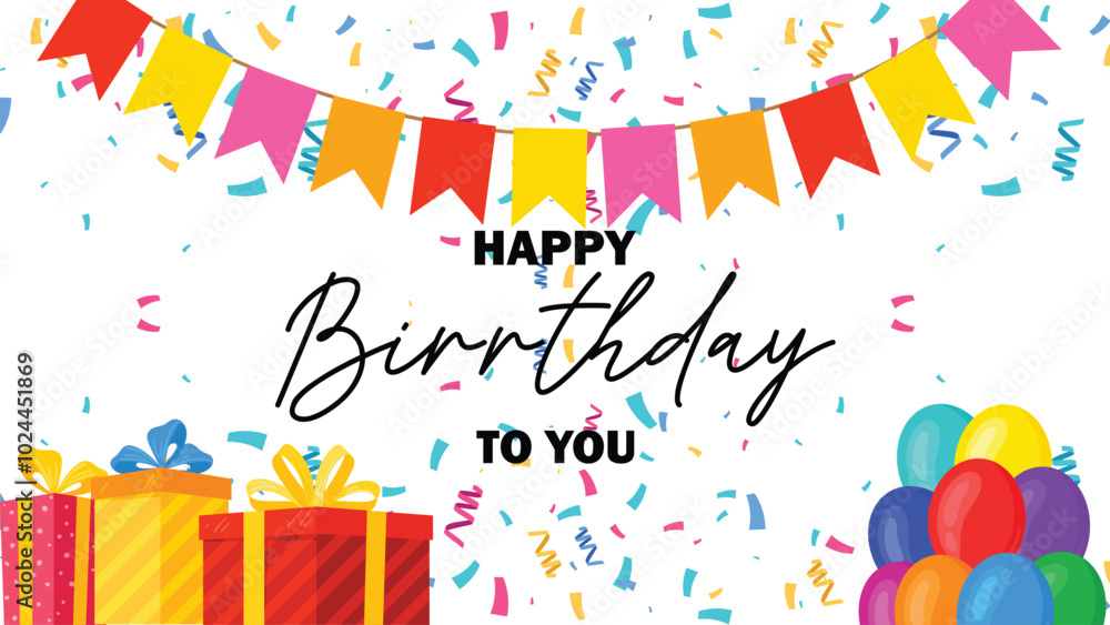 Happy Birthday templet design with balloons and gift pack Happy Birthday templet design with balloons and gift pack