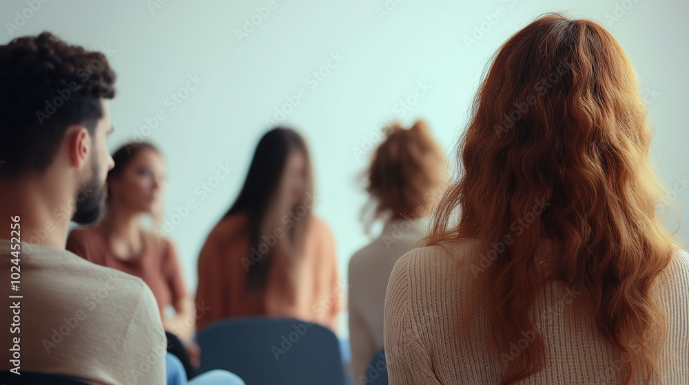 A diverse group engages in a conversation about mental well-being, fostering connection and understanding in a supportive environment, copy space A diverse group engages in a conversation about mental well-being, fostering connection and understanding in a supportive environment, copy space