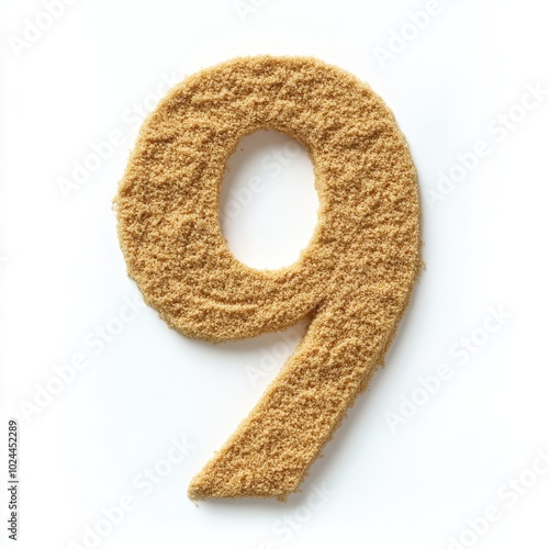 A textured representation of the number nine, resembling a fluffy or fuzzy material. photo