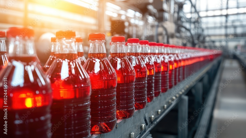 Bottled Drink Production Line in Factory Setting Bottled Drink Production Line in Factory Setting