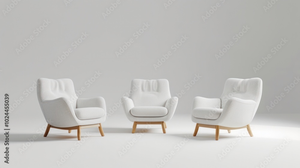 Obraz premium A minimalist chair collection with chairs arranged in straight lines.