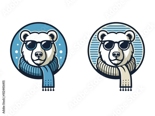 polar bear logo design cool sunglass vector