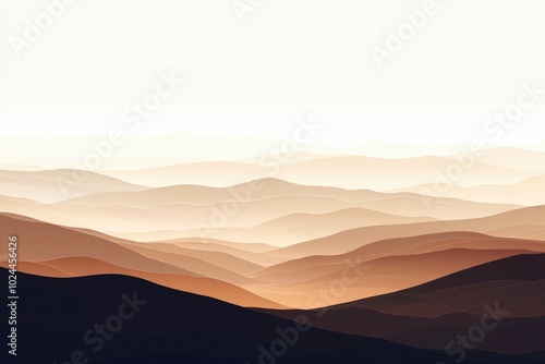 Abstract Paper Cutout Landscape with Gradated Brown Hues