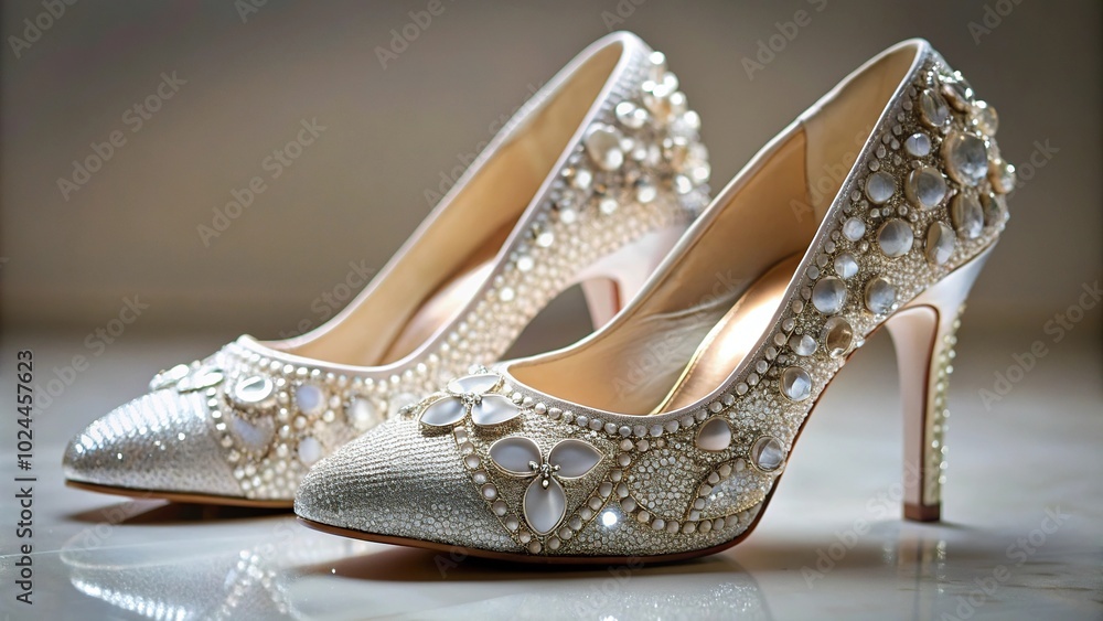 Luxurious bridal heels adorned with diamonds silhouette Luxurious bridal heels adorned with diamonds silhouette