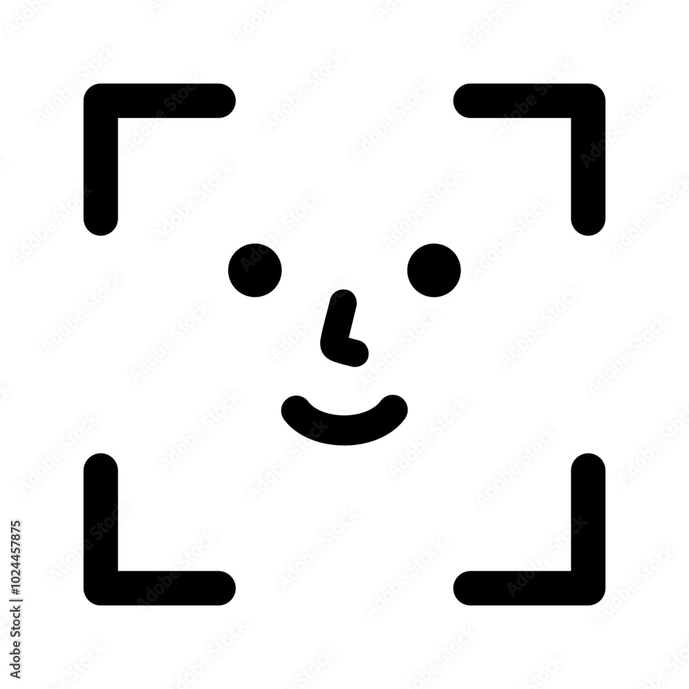 Face id scan icon. Technology, access, facial verification, security, user identity check concepts. Flat vector design isolated illustration. Face id scan icon. Technology, access, facial verification, security, user identity check concepts. Flat vector design isolated illustration.